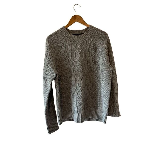 Banana Republic merino wool cable knit tweed sweater size Large - Picture 6 of 8